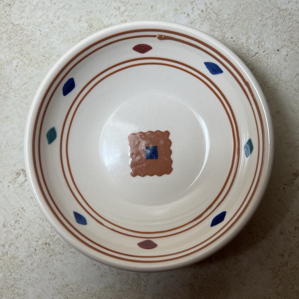 Vintage Hartstone Pottery Geometric Stoneware Bowl Artisanal South Western Style
